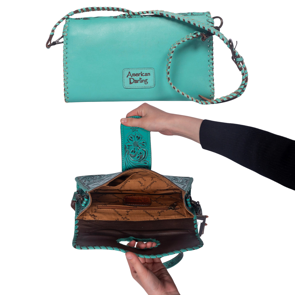 Wallet Genuine Western Leather Women Turquoise