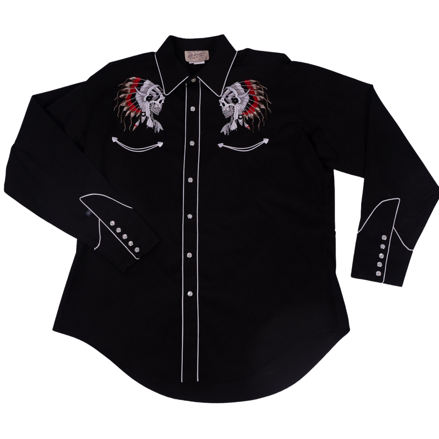 Chief Skull Embroidered Western Shirt