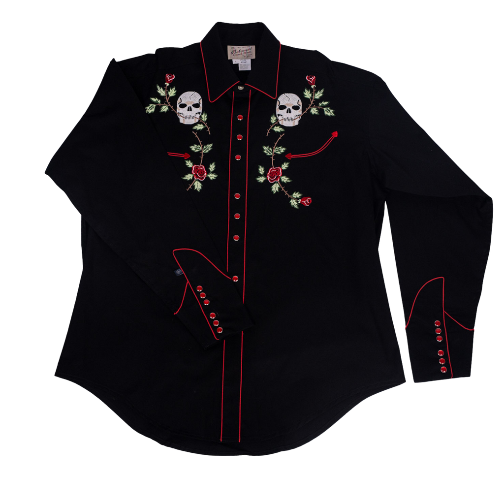 Men’s Skulls & Roses Vintage Embroidered Western Shirt Regular Price