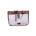 Western Clear Tote Bag with Hand-Tooled Leather Trim - Genuine Leather Stadium-Approved Tote