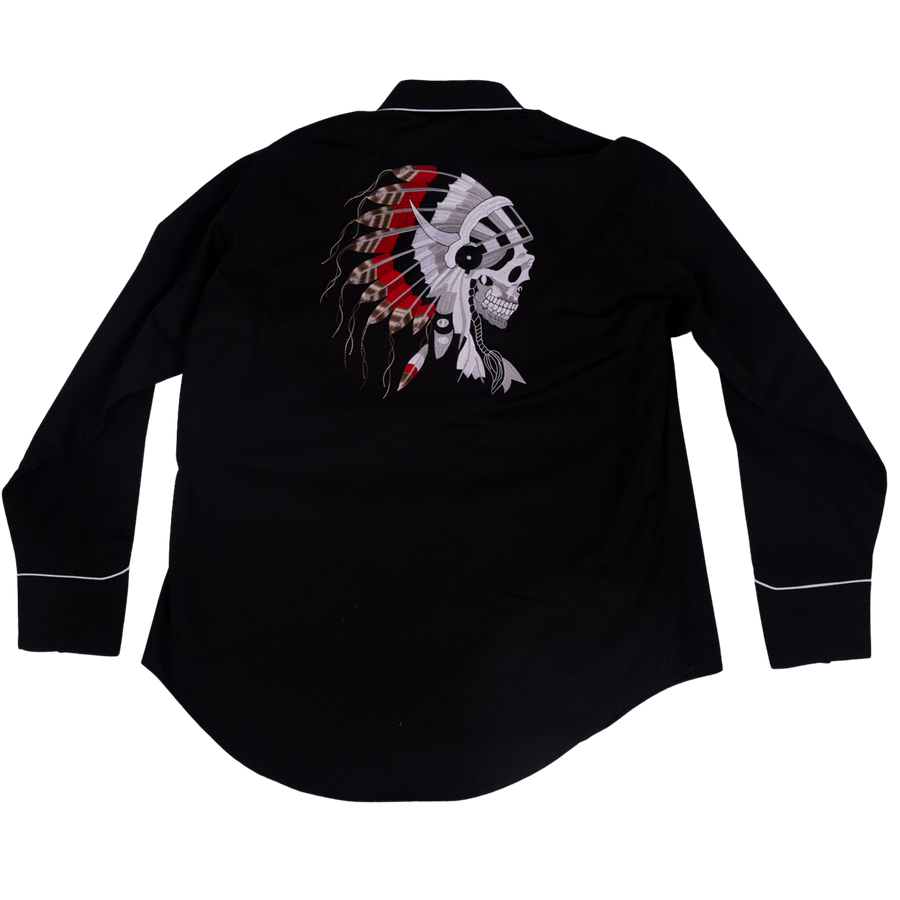 Chief Skull Embroidered Western Shirt