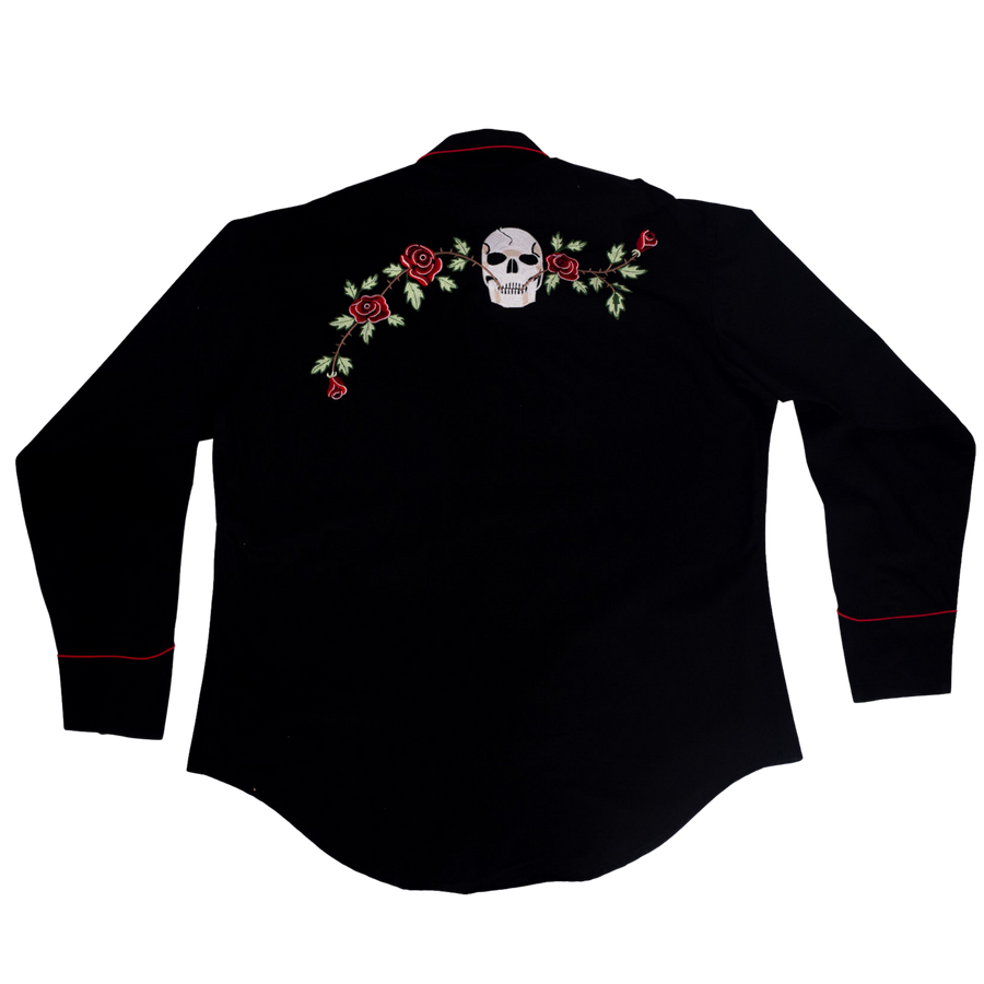 Men’s Skulls & Roses Vintage Embroidered Western Shirt Regular Price