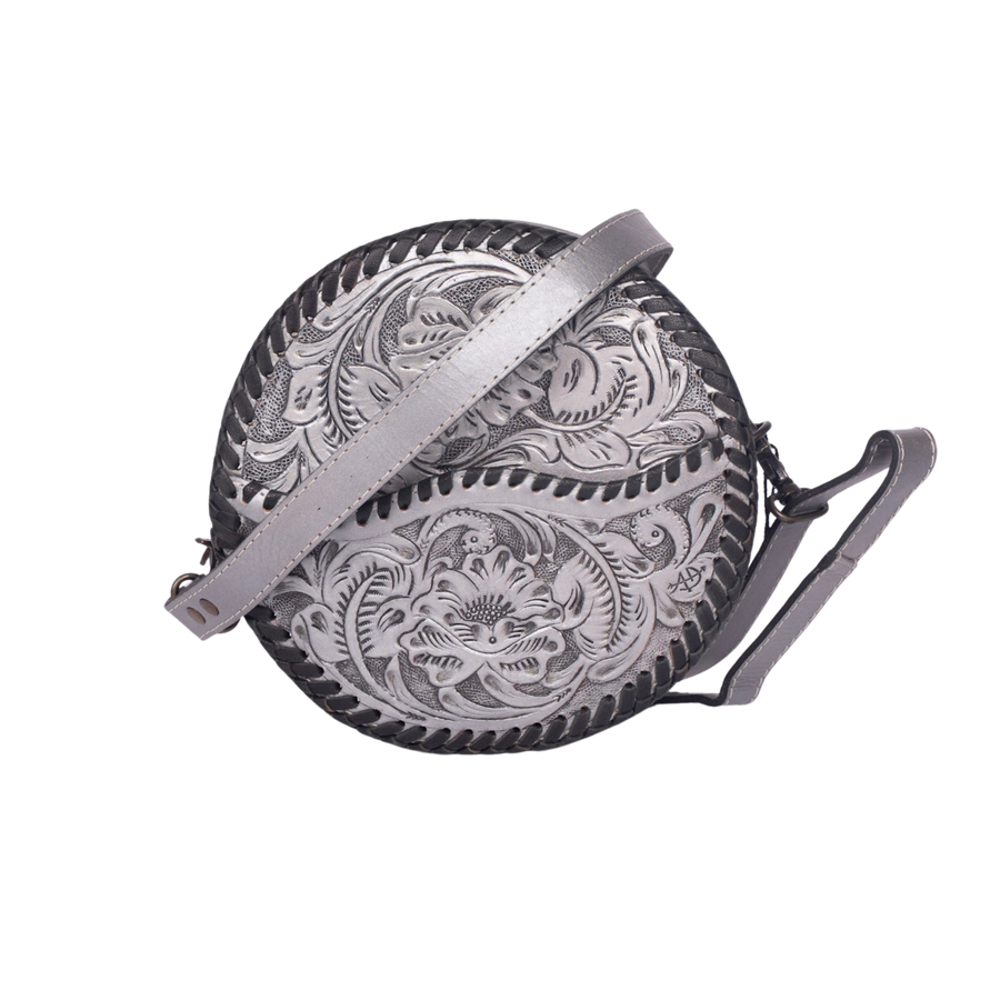 Hand-Tooled Leather Canteen Bag grey – Western Crossbody