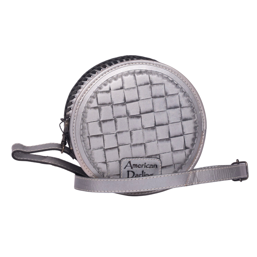 Hand-Tooled Leather Canteen Bag grey – Western Crossbody