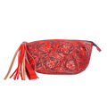 Hand-Tooled Leather Wristlet red – Western Clutch