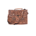 Hand-Tooled Leather Briefcase – Floral Western Messenger