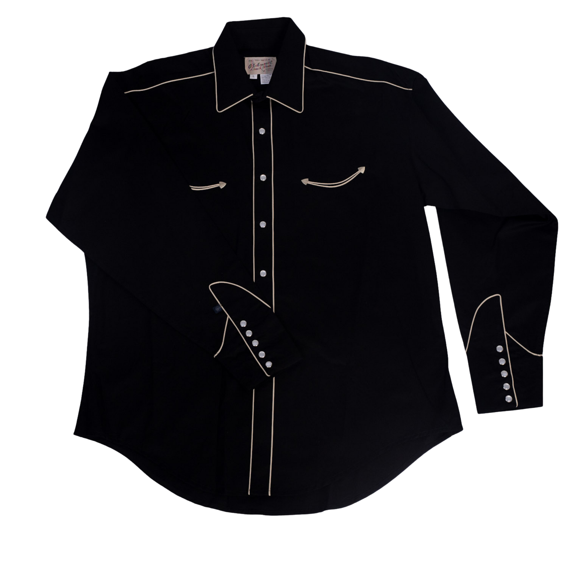 Men's Signature Solid Black Western Shirt with Smile Pockets