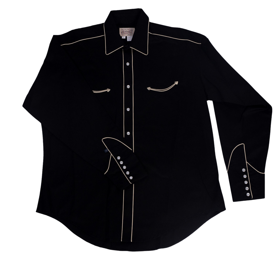 Men's Signature Solid Black Western Shirt with Smile Pockets