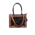 Croc-Embossed Leather Tote – Hand-Tooled Floral Western Bag