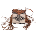 Wool Crossbody Bag – Tooled Leather Yoke with Fringe
