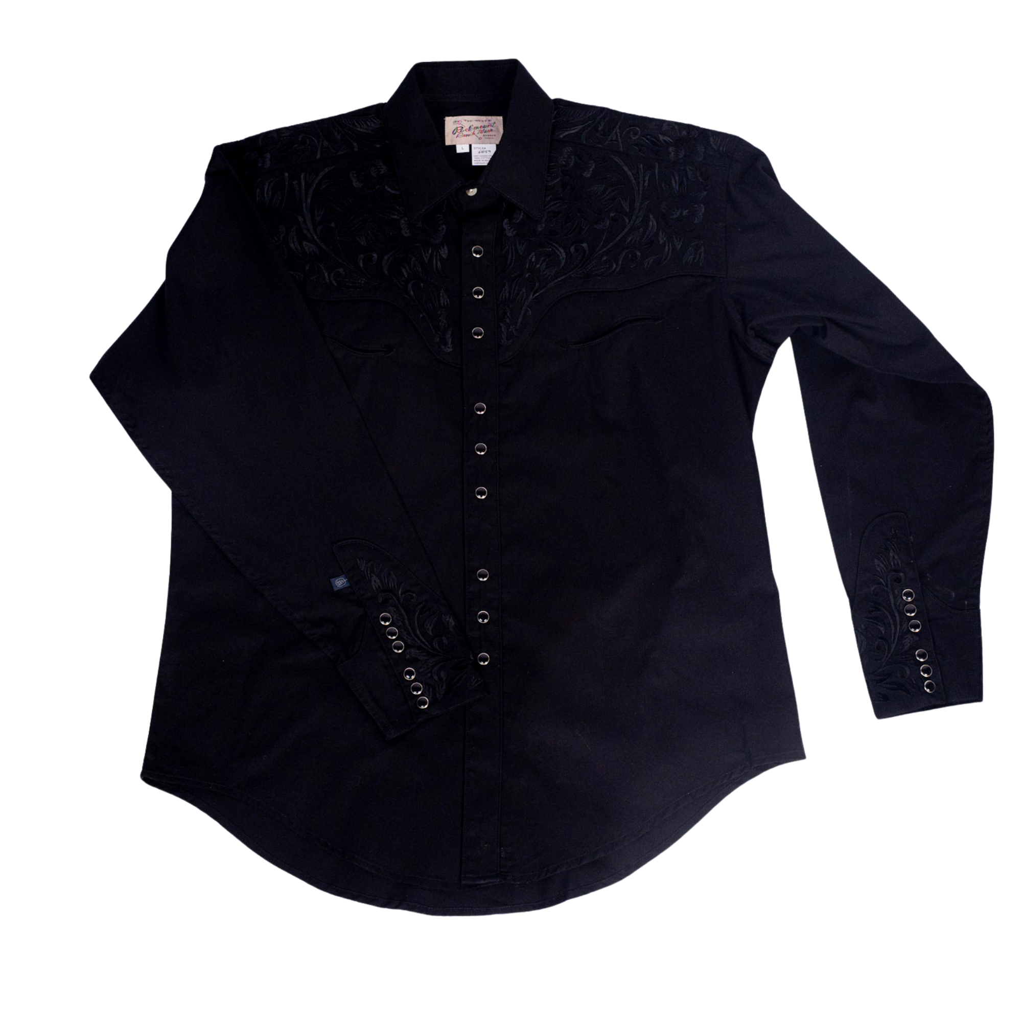 Men's Vintage Black-on-Black Tooling Embroidered Western Shirt