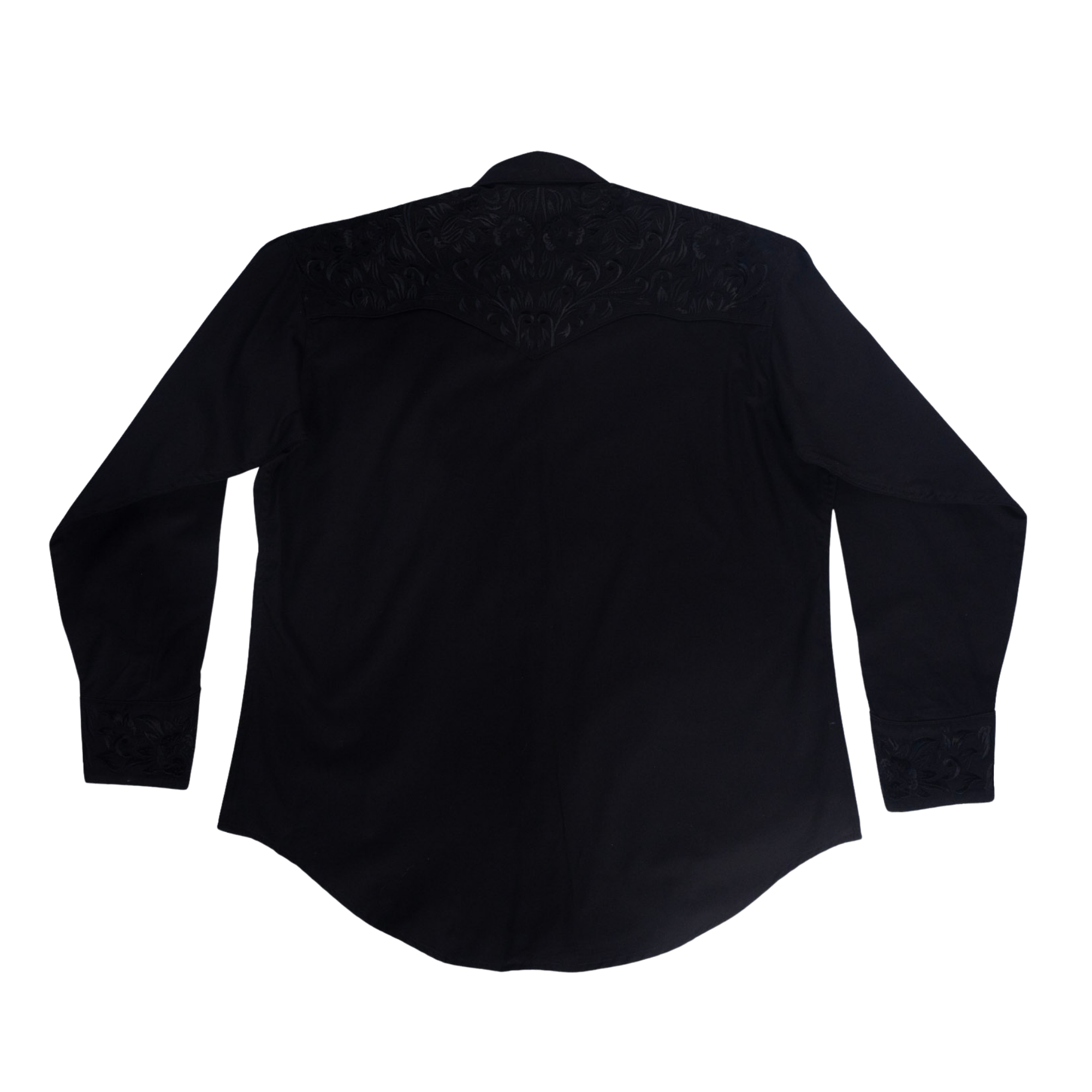 Men's Vintage Black-on-Black Tooling Embroidered Western Shirt