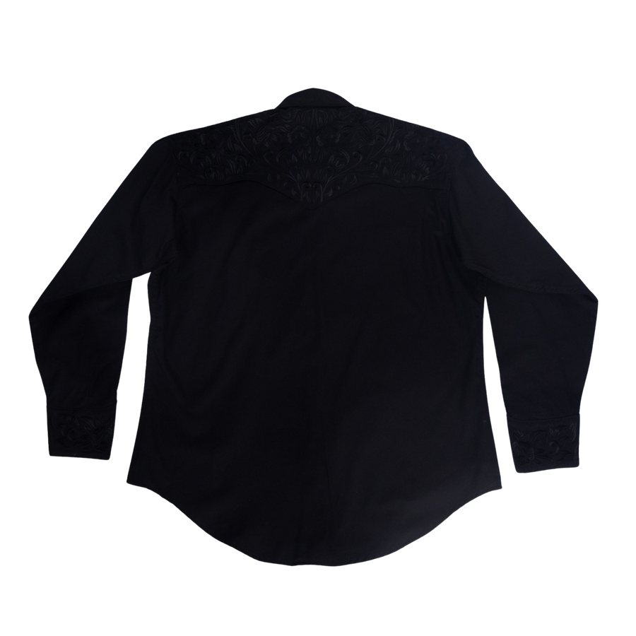 Men's Vintage Black-on-Black Tooling Embroidered Western Shirt