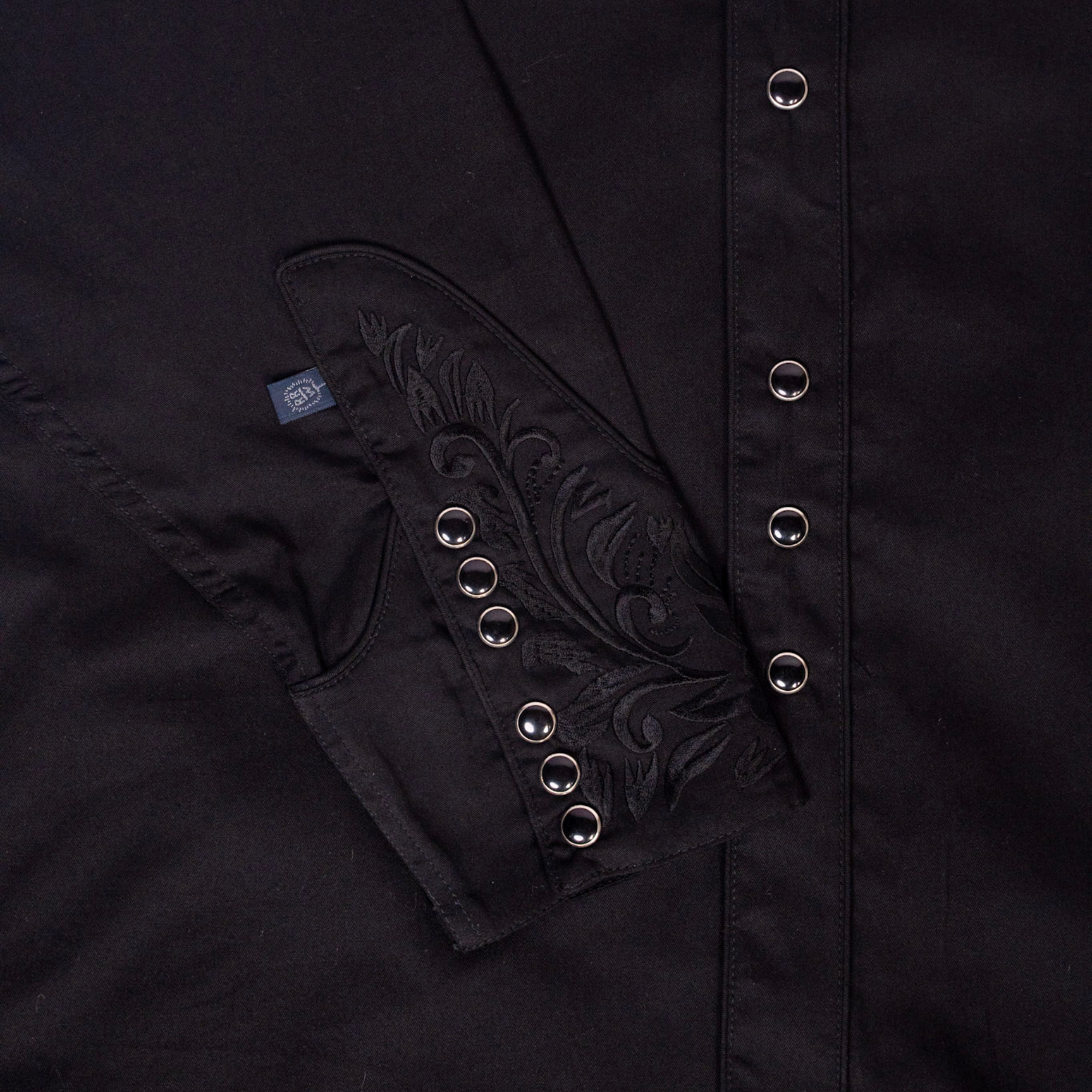 Men's Vintage Black-on-Black Tooling Embroidered Western Shirt