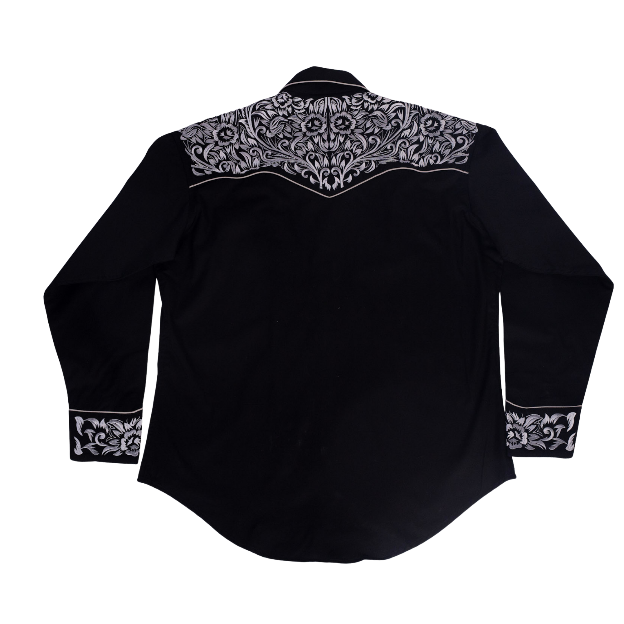 Men's Vintage Black & Silver Tooling Embroidered Western Shirt