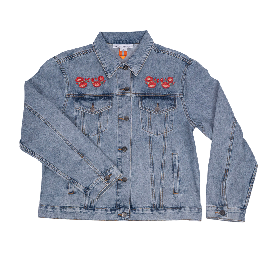 Floral Skull Denim Jacket