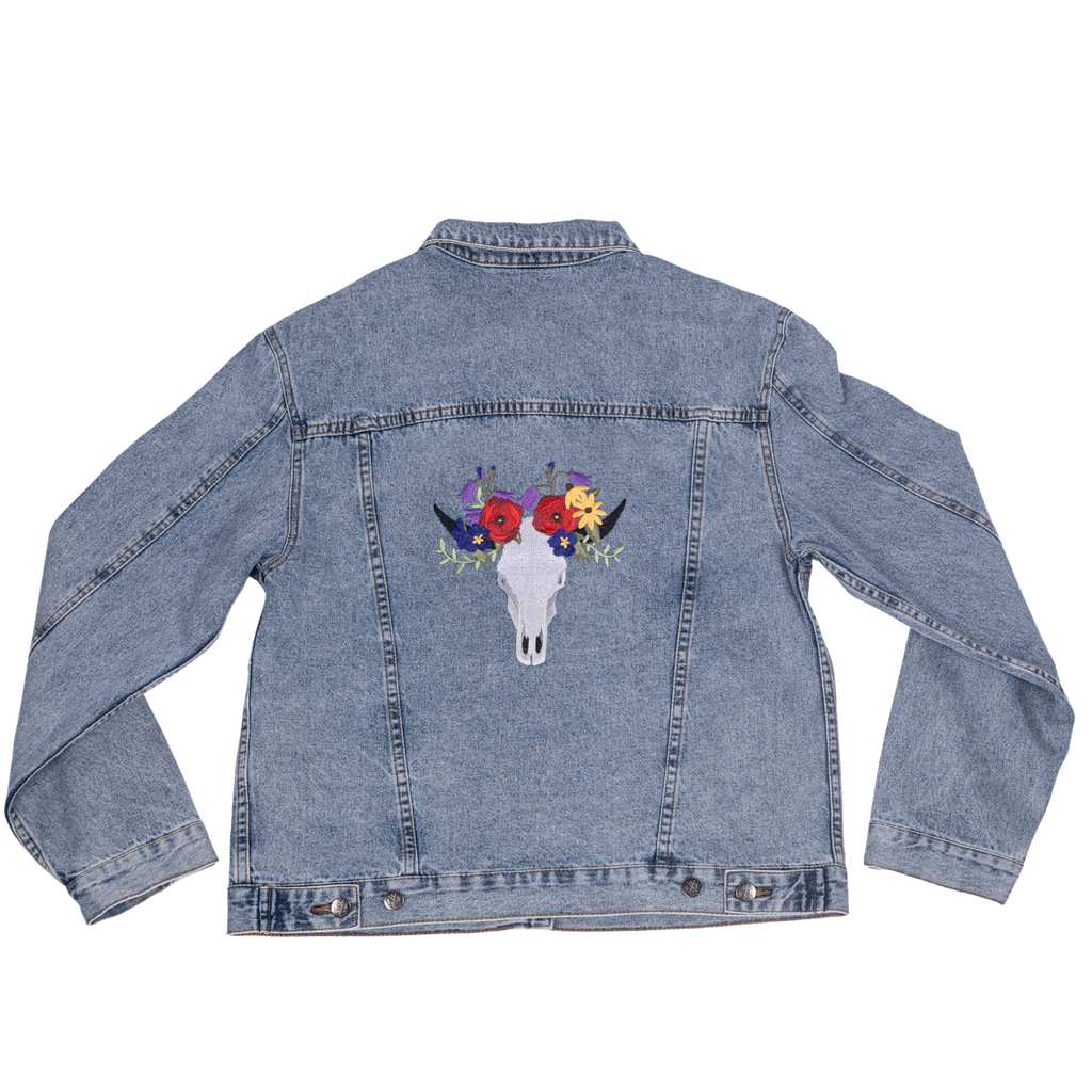 Floral Skull Denim Jacket