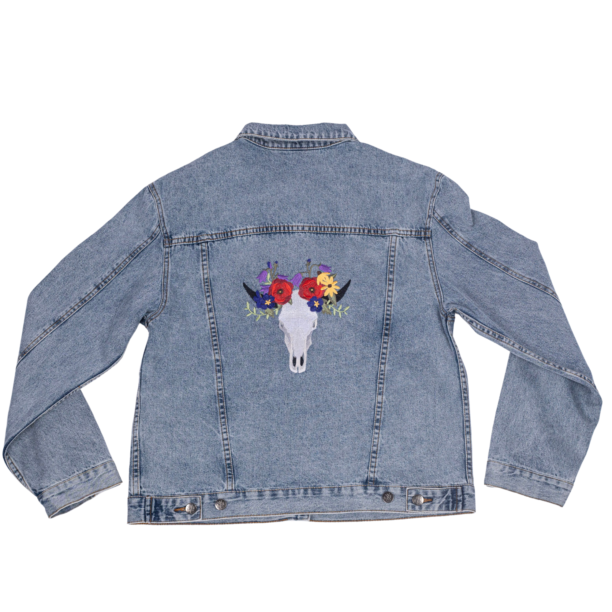 Floral Skull Denim Jacket