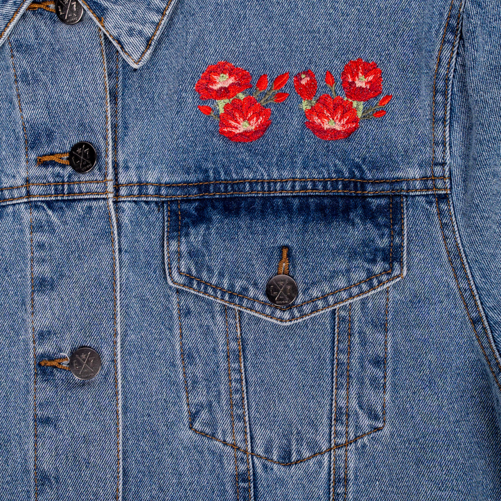 Floral Skull Denim Jacket