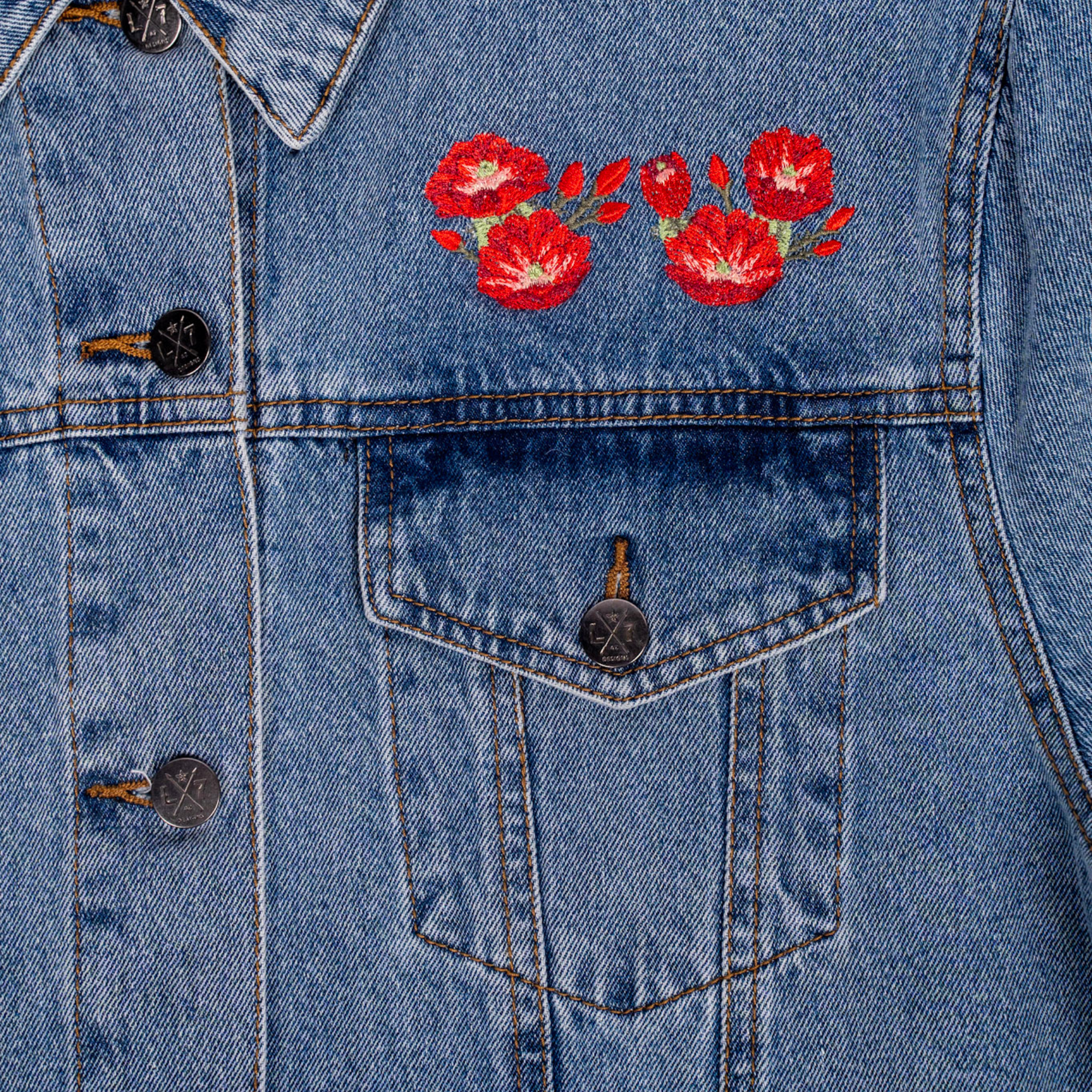 Floral Skull Denim Jacket