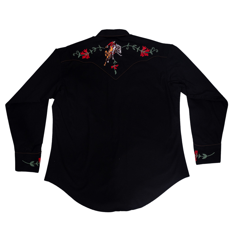 Men's Vintage Black Bronc Embroidered Western Shirt