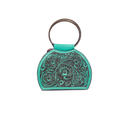 Hand-Tooled Leather Western Ring Handle Clutch Bag