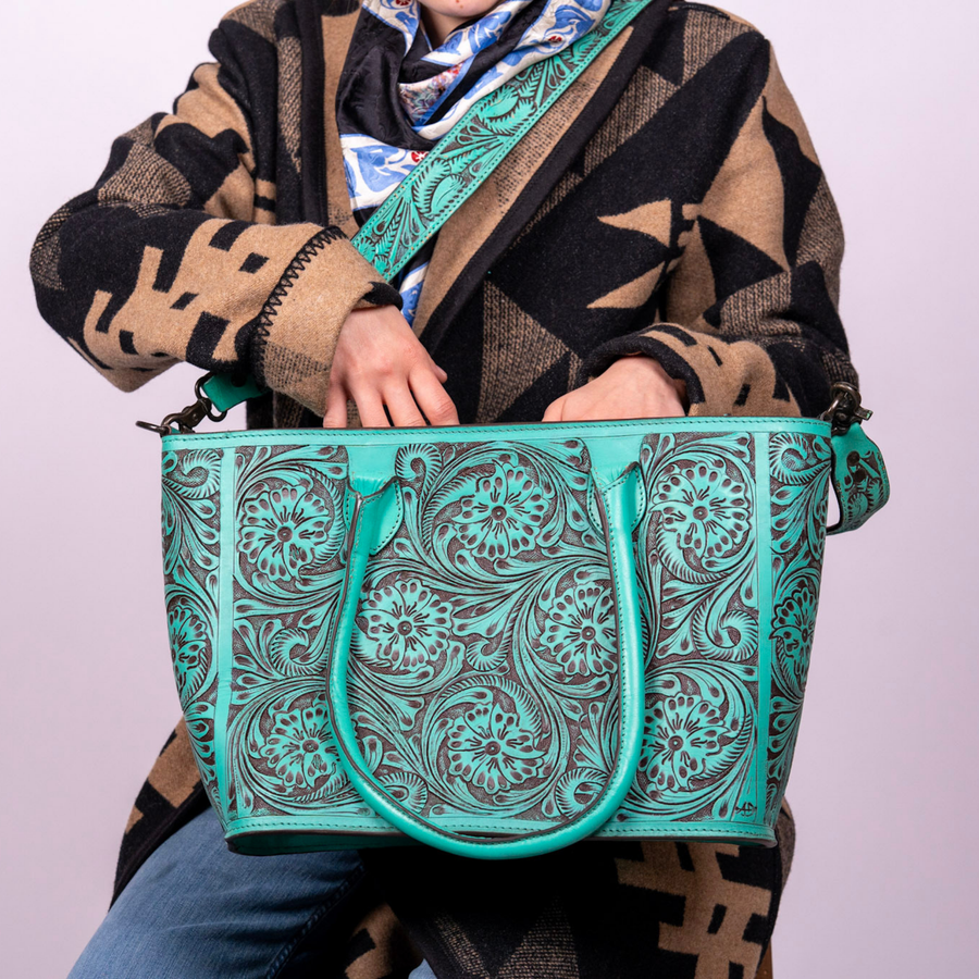Tote Hand Tooled Genuine Western Leather Women Bag