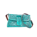Hand Tooled Floral Leather Wallet Bag Clutch & Crossbody Handbag